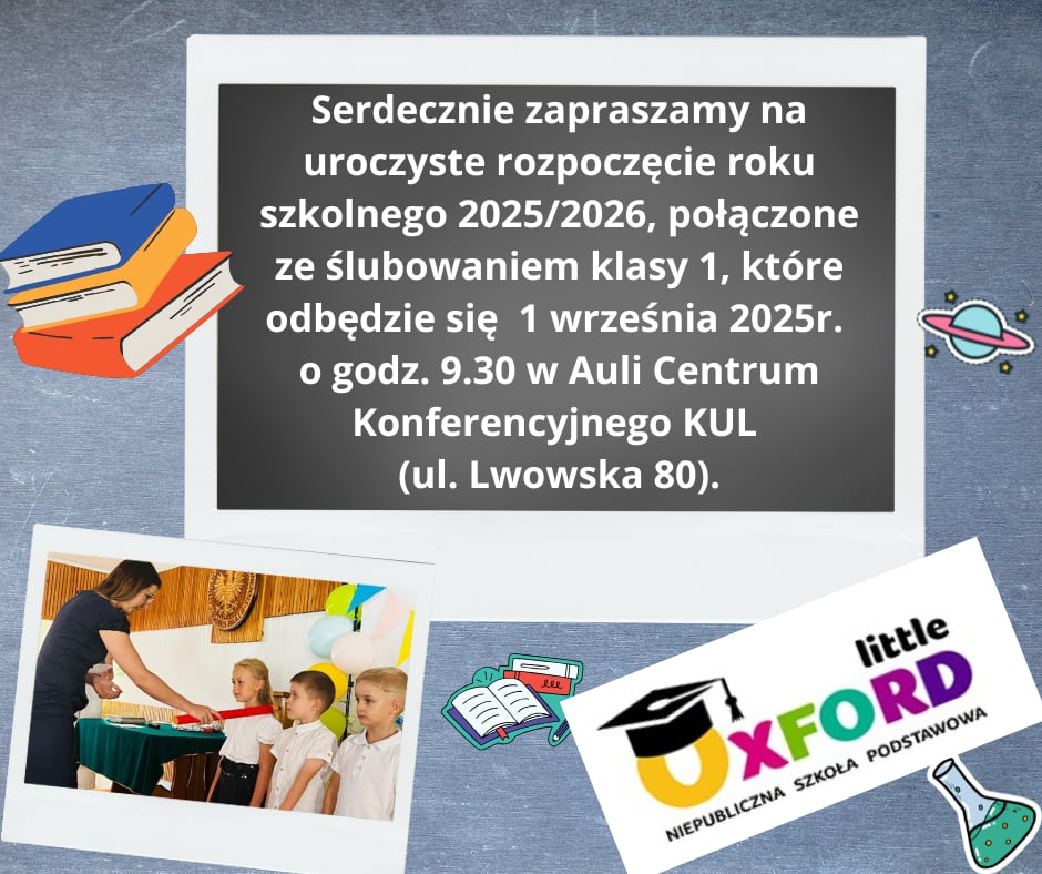 ZAPRASZAMY NA UROCZYSTOŚĆ ROZPOCZĘCIA ROKU SZKOLNEGO 2025/2026